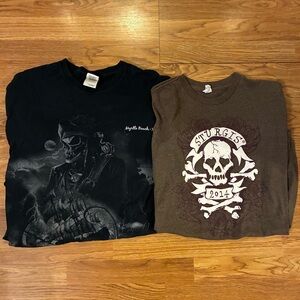 2 Bundle Large Graphic Biker Themed Shirts Sturgis Skeleton Pirate Myrtle Beach